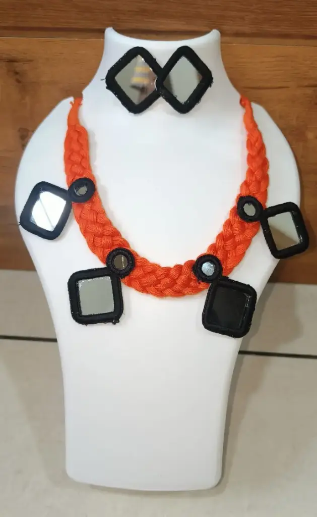 Handcrafted Mirror Work Necklace and Earrings Set