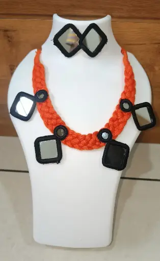 Handcrafted Mirror Work Necklace and Earrings Set